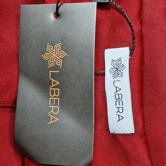 NWT Labera 100% Silk A-Line Cowl Neck Dress Burgundy Sz L with Belt - Picture 11 of 13